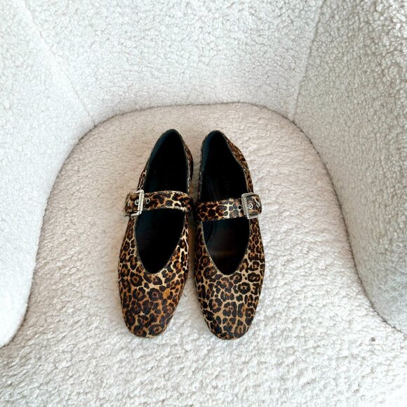 Massimo Dutti Leopard Hair Mary Janes Size 40/10 - Picture 1 of 4